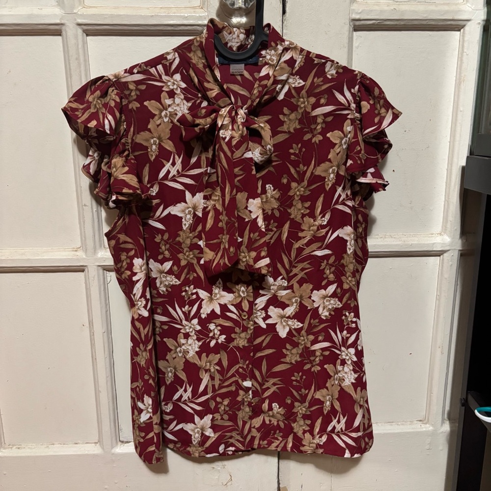 NWOT Tommy Hilfiger Ruffle-Sleeve Bow Blouse Perfect for Spring